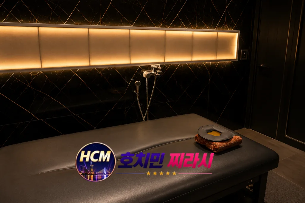 호치민 딸기 때밀이 스파 세신 베드입니다.